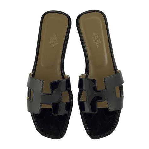 hermes oran sandals black patent|Hermes sandals original.